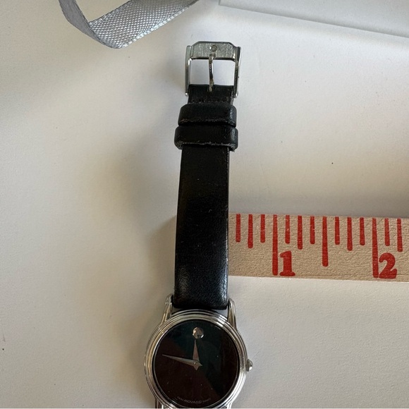 Authentic Movado Swiss Quartz Museum Classic Black Leather Silver Women’s Watch - Picture 10 of 11